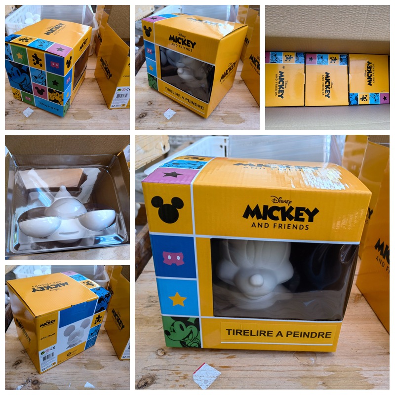 Nueva cerámica blanca Mickey jar diy graffiti puzzle juguetes estand de graffiti pintado jarro de cambio jarro