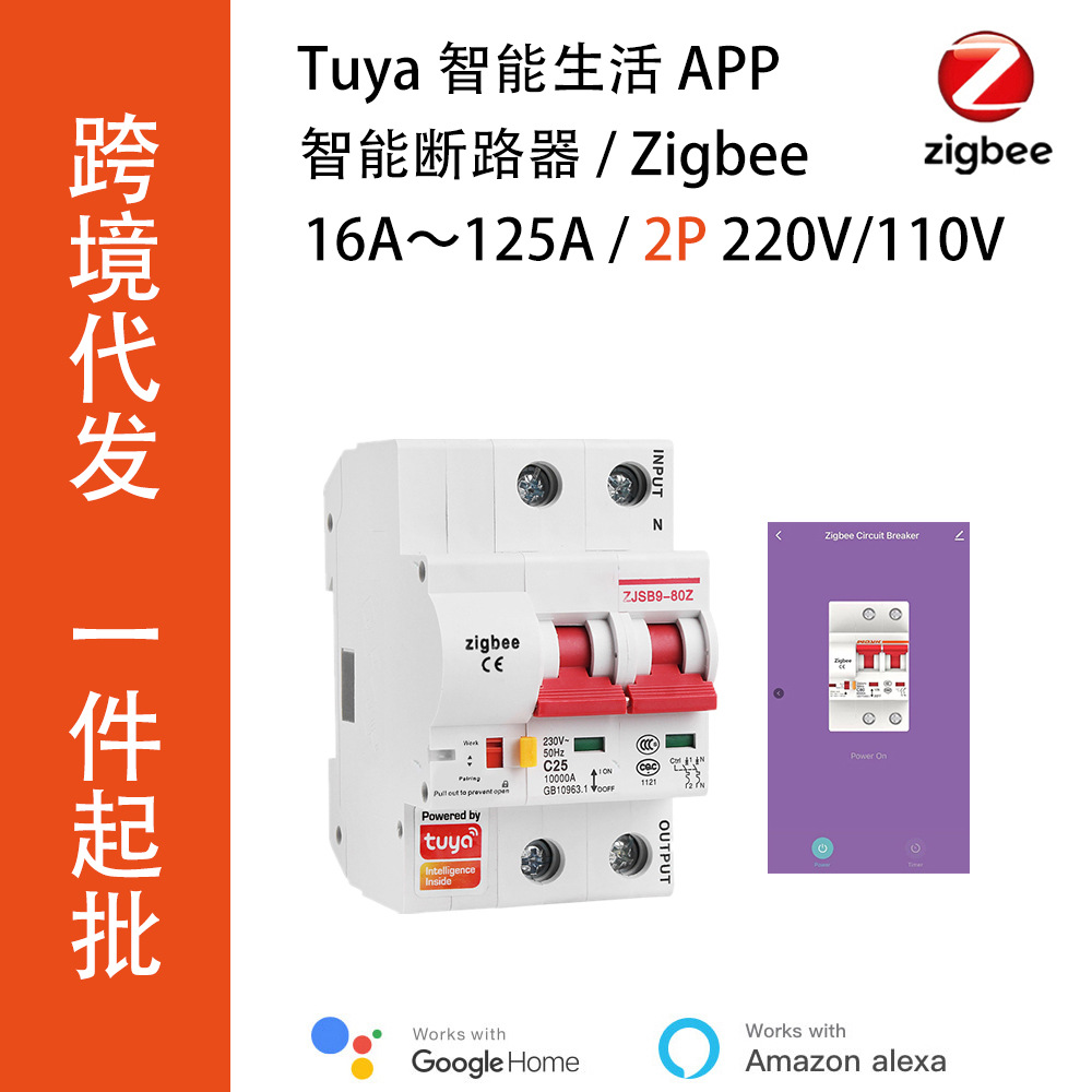 涂鸦AC220V智能Zigbee断路器2P16A~125A支持手机智能生活APP遥控