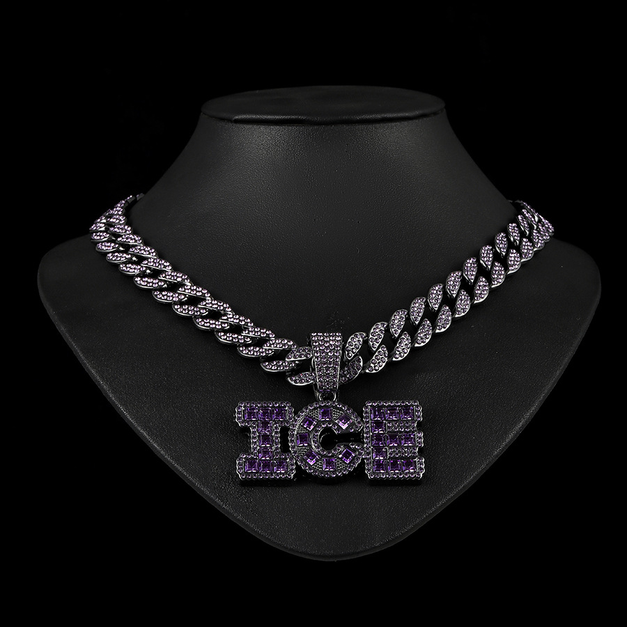 Europa y América Hip-Hop Aleación Púrpura ICE Hip-Hop Colgante Joyería Joyería en Personalidad Moda Cool Cuba Cadena