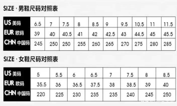 尺码表