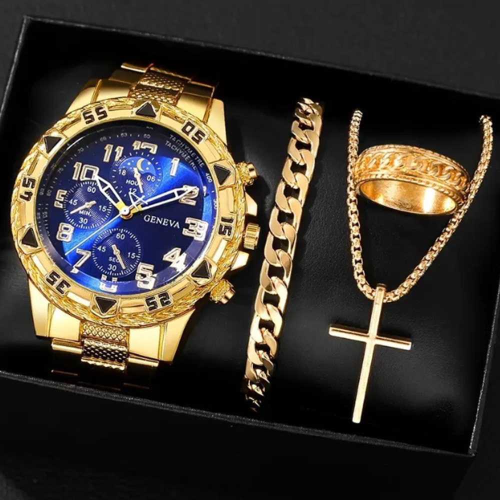 Manufacturer Wholesale African Hot-Selling Watches Men's High-End Large Dial Alloy Three-Eye Watch Men's Business Watch