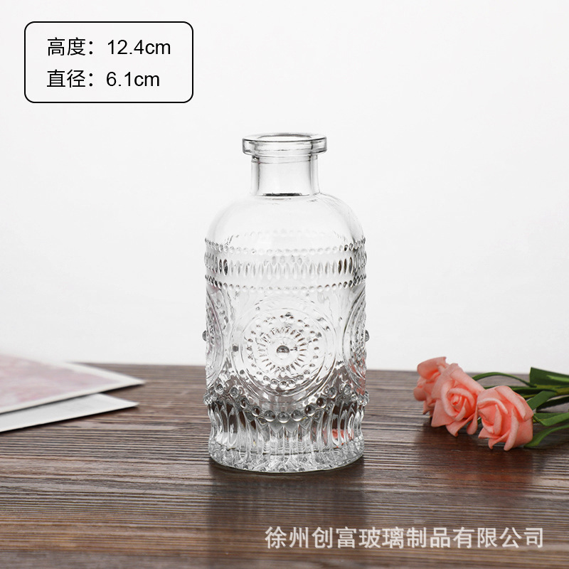 Luz de lujo simple retro mini jarrón de vidrio en vidrio de viento pequeño jarrón de flores flores flores secas flores decoración de oficina