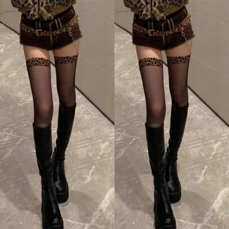 Sexy Style Leopard Sexy Sexy Cored Wire Polyester Non-Slip Summer Stockings Tights