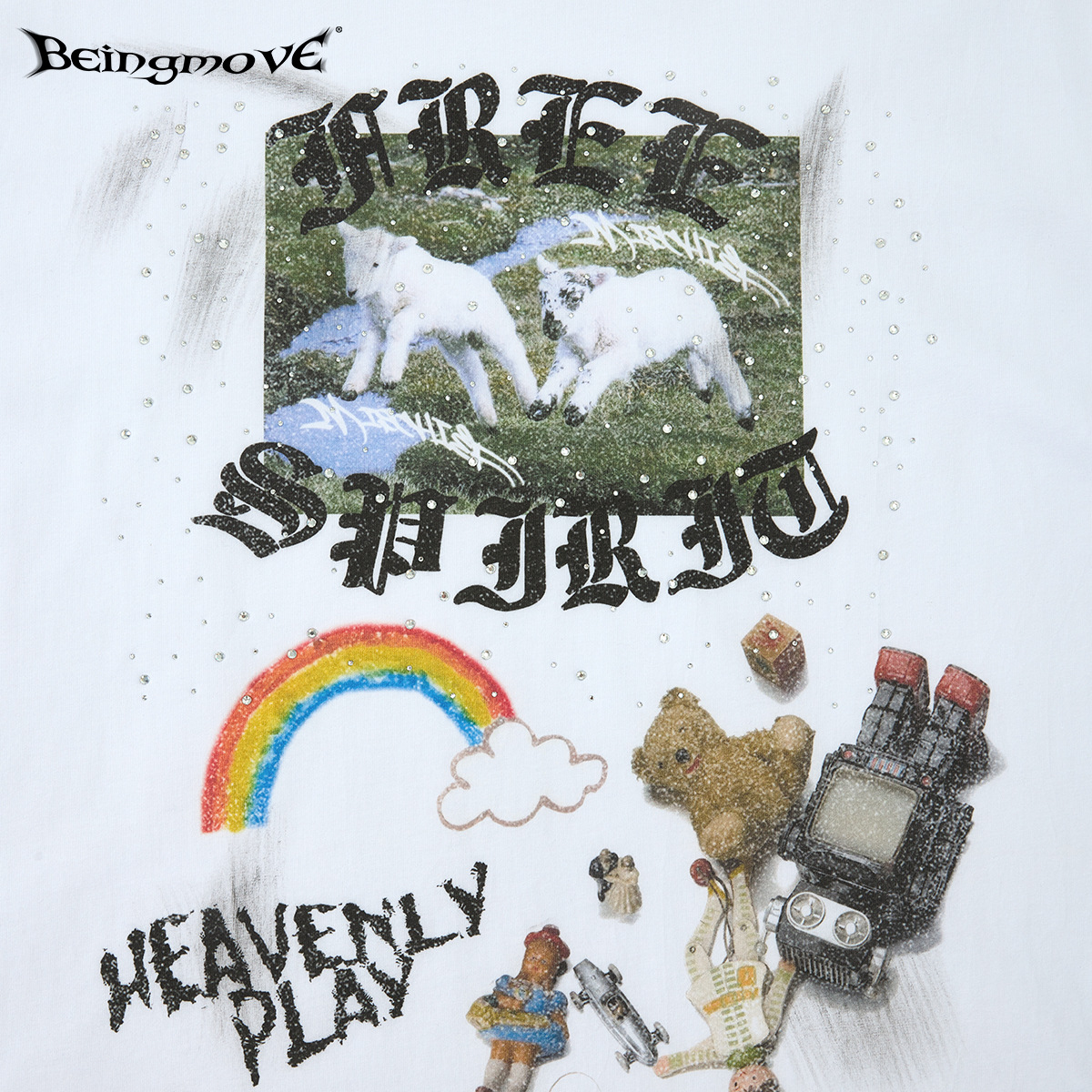 Calle secada| American relajado viento infantil diversión caliente diámetro impresión camiseta de moda de la calle graffiti suelta caer hombro manga corta hombre