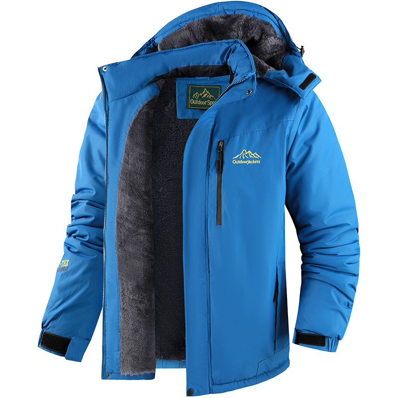 Large Size Outdoor Winter Jacket with Fleece Lining, Windproof and Warm, Suitable for Fishing, Mountaineering, and Cycling, Men's Outdoor Cotton Coat Large Size Outdoor Winter Jacket with Fleece Lining, Windproof and Warm, Suitable for Fishing, Mountaineering, and Cycling, Men's Outdoor Cotton Coat