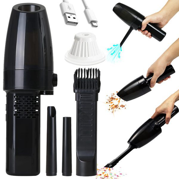 1 Set Black Plastic Electric Air Duster and Vacuum 2 in 1 Multipurpose Cordless Air Dusting