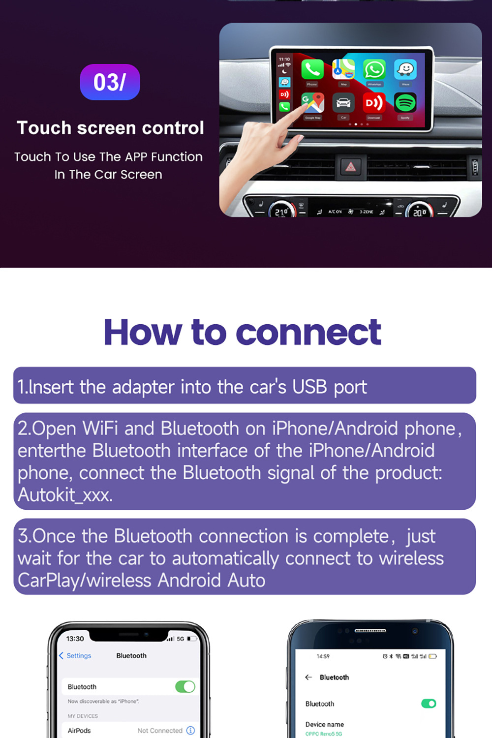 Cross-Border Source Carlinkit Original Car Carplay Wired to Wireless Box Apple Android Smart Connectivity Box