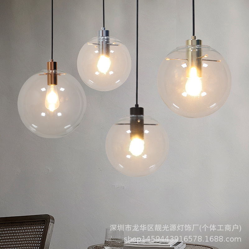 Nordic modern simple single glass ball chandelier study restaurant bar milk tea shop Creative lamp spot wholesale
