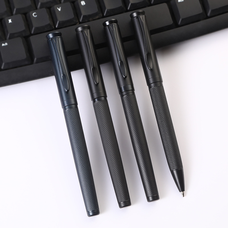 Metal Signature Pen, Business Office Ballpoint Pen, Gel Pen, Laser Logo Advertising Gift Pen, Black Bullet Tip