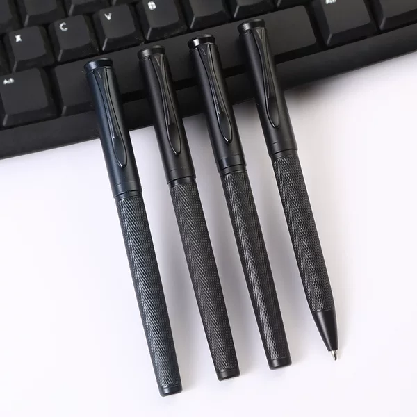 Metal Signature Pen, Business Office Ballpoint Pen, Gel Pen, Laser Logo Advertising Gift Pen, Black Bullet Tip