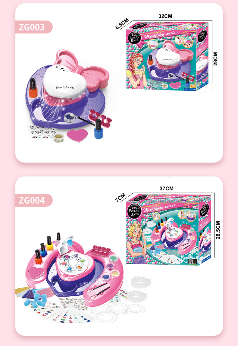 Cross-border Children's Cosmetics Set Vanity Beauty Nail Station Pretend Play DIY Toy Gift Box Wholesale Custom