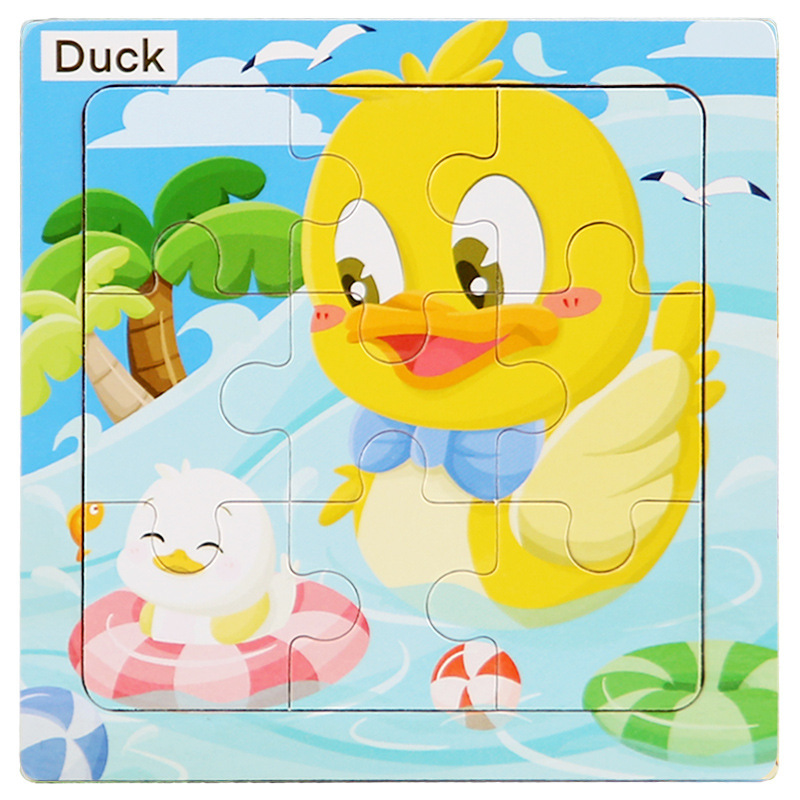 9 ピースフラットパズル木製小さなパズル幼児早期教育教育漫画動物交通認知おもちゃ卸売|undefined