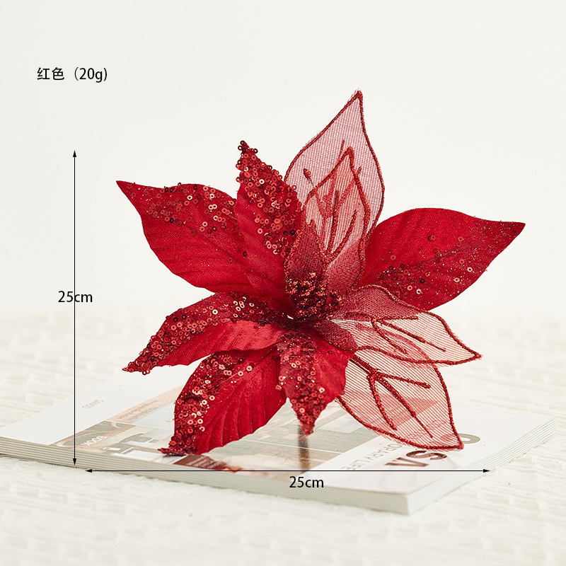 30cm flores de Navidad decoración de árbol de Navidad flores de oro de champán flores falsas flores hechas a mano flores DIY botellas de flores accesorios