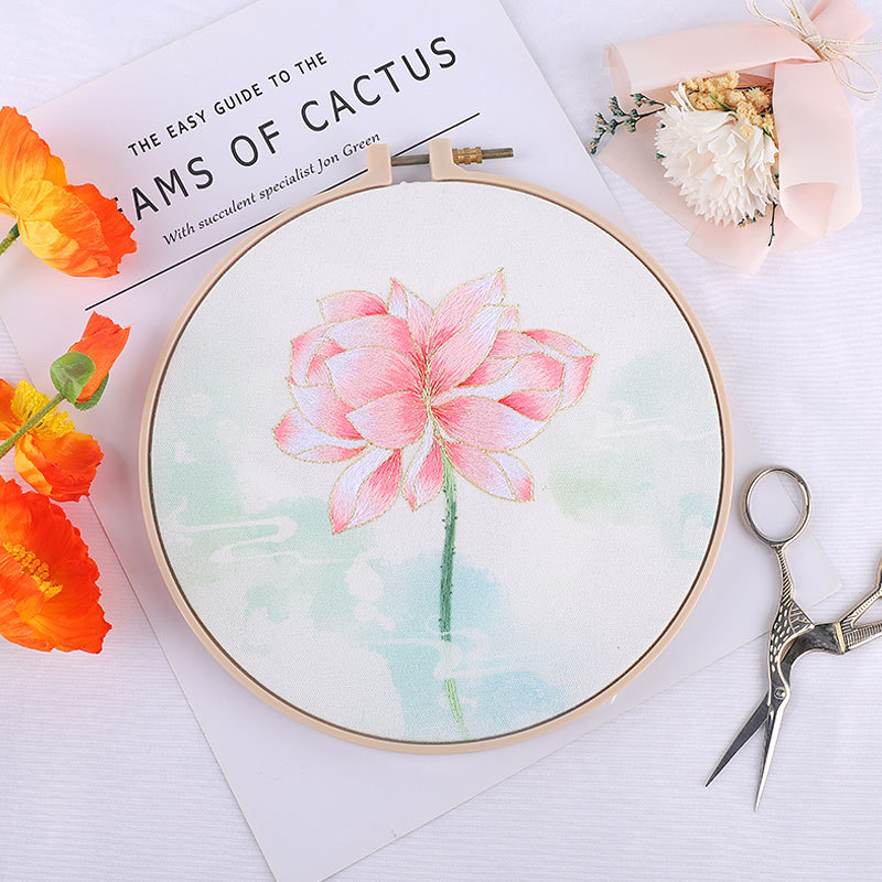 Paquete de material bordado hecho a mano para principiantes, patrón de hojas de hierba de estilo escandinavo, regalo bordado de Suzhou, puramente hecho a mano