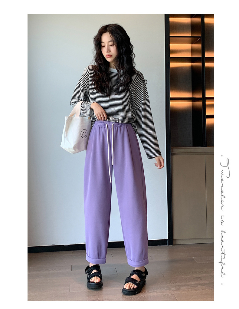 Grey sportswear pants, Minnie Spring and Autumn radish dad pants, loose straight-leg casual Harem sweatpants with flared cuffs pic 25