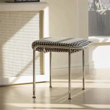 北欧包豪斯铁艺软包换鞋餐厅化妆台不锈钢简约餐凳梳妆台梳妆凳