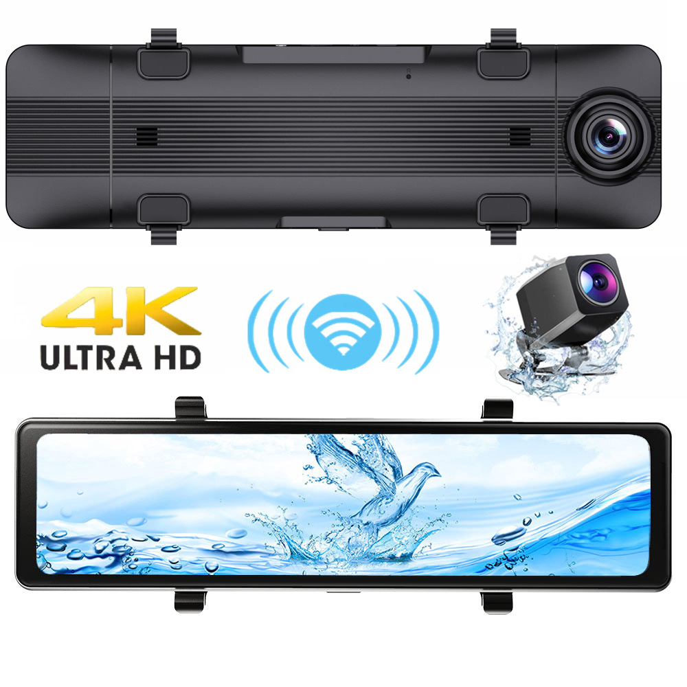 Cross-border screen driving recorder streaming media rearview mirror 4K HD Carplay before and after double recording GPS track