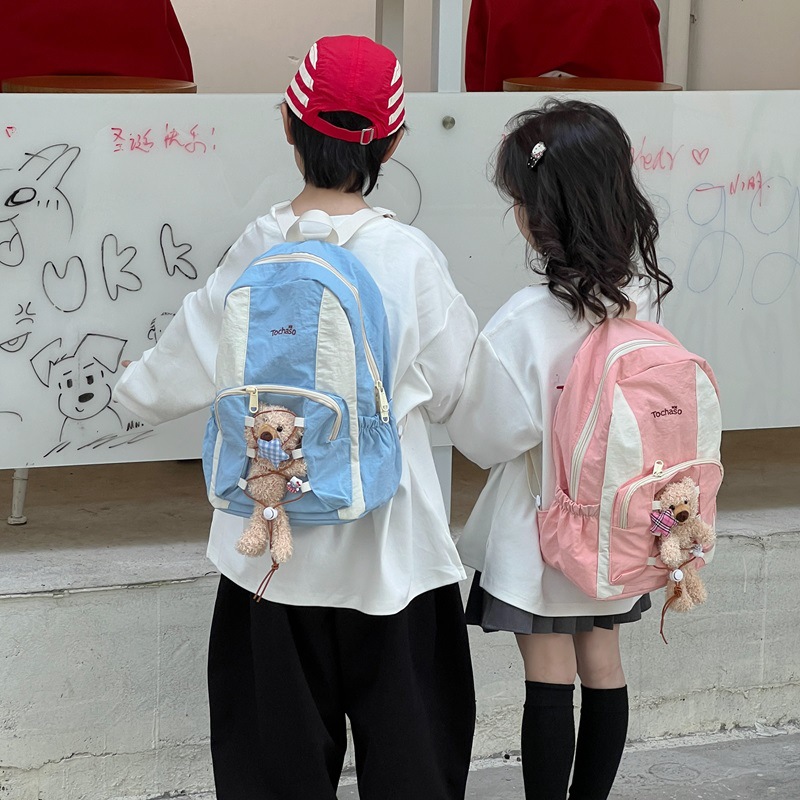 Jardín de infantes bolsas escolares de dibujos animados lindos osos muñecas mochilas para niños y niñas