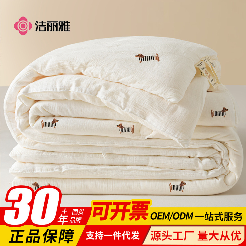 Jialiya 2025 New Style Pure Cotton Full Embroidery 21% Soybean Quilt Pure Cotton Quilt Core Quilt Spring & Fall Quilt Summer Cool Quilt