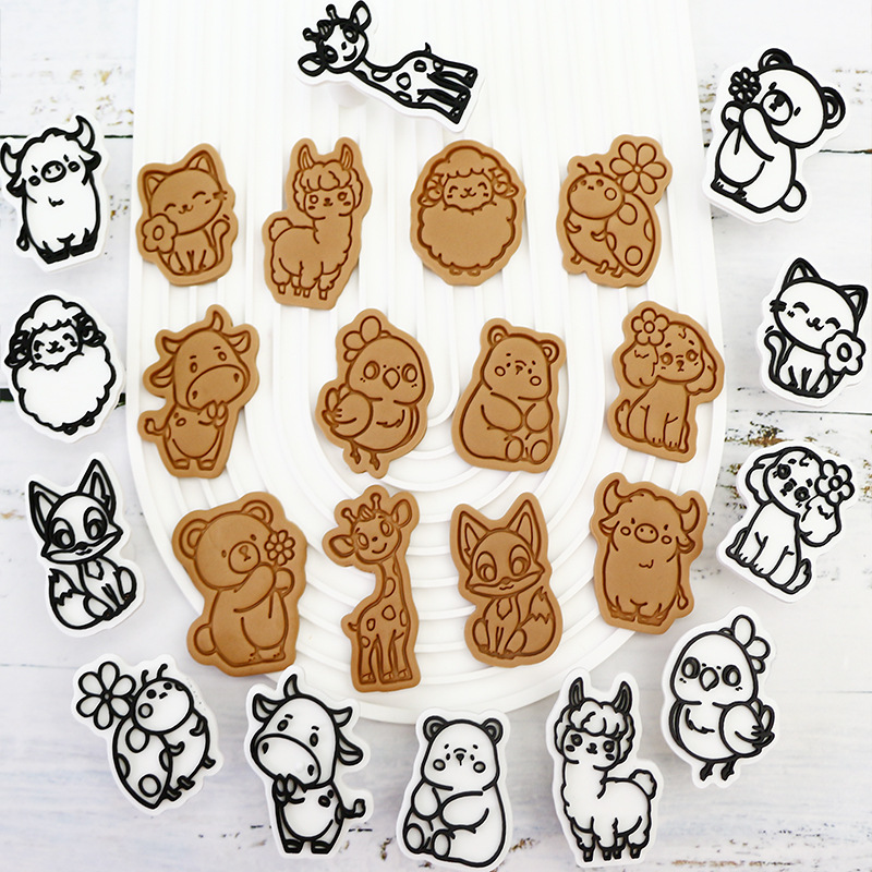 Molde de galletas temáticas de animales fiesta de horneado DIY molde de flip 3D estereoscópio de prensa molde de corte de galletas de helada