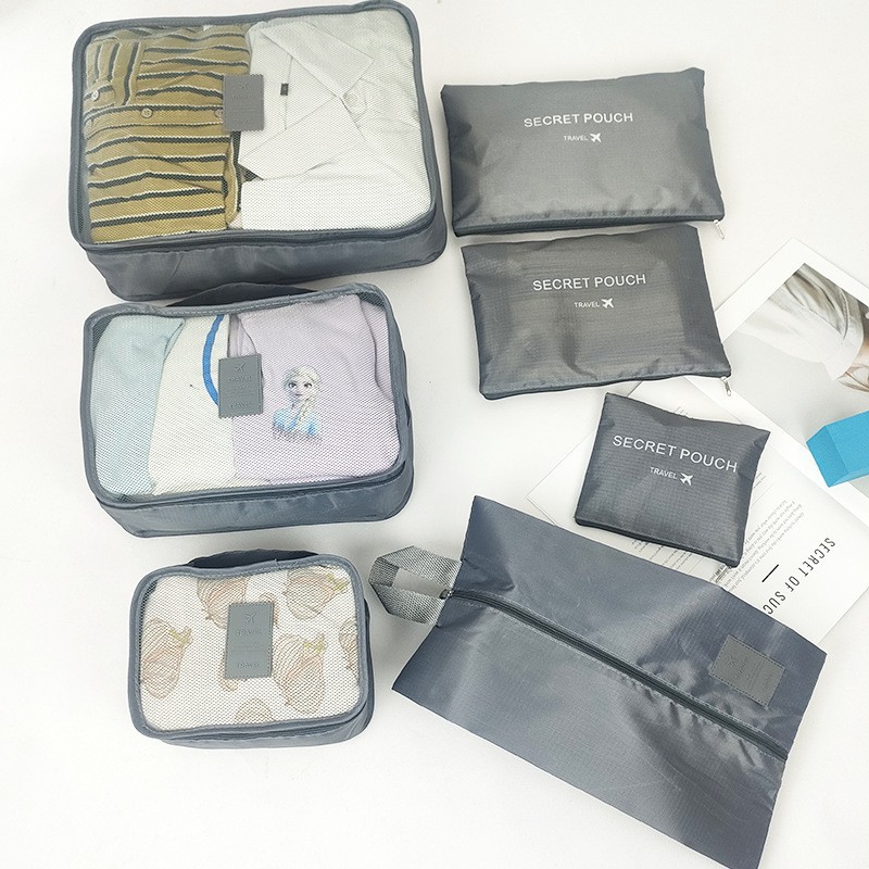 Ropa transfronteriza Bolsa de almacenamiento de viaje de 7 piezas Bolsa de lavado de clasificación de ropa interior Bolsa de almacenamiento de siete u ocho piezas Bolsa de zapatos