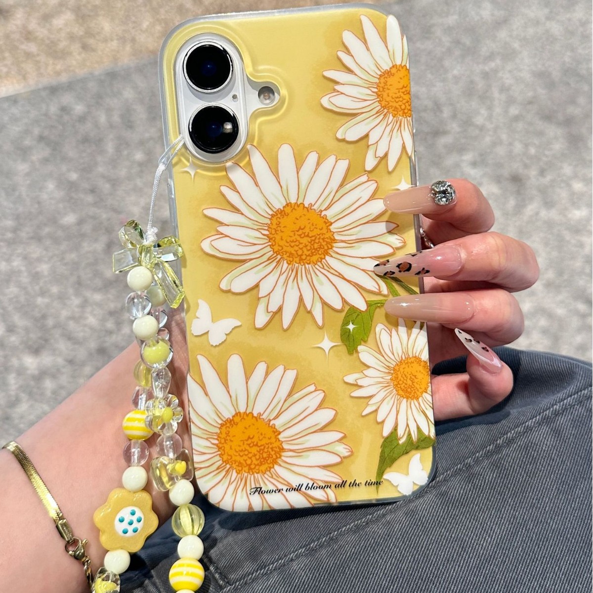 Flores de margarita frescas de verano para Apple 16Pro funda para teléfono 15/14 Nueva pareja de 15PM 16PM hembra 13