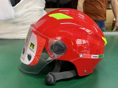 Vehicle Helmet for Motorcycle Riding, Motorcycle Safety Supplies - ferrari-red-double-mirror-transparent-long-mirror