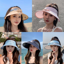 风扇帽子女夏季遮阳防紫外线太阳帽户外沙滩大檐空顶帽成人防晒帽