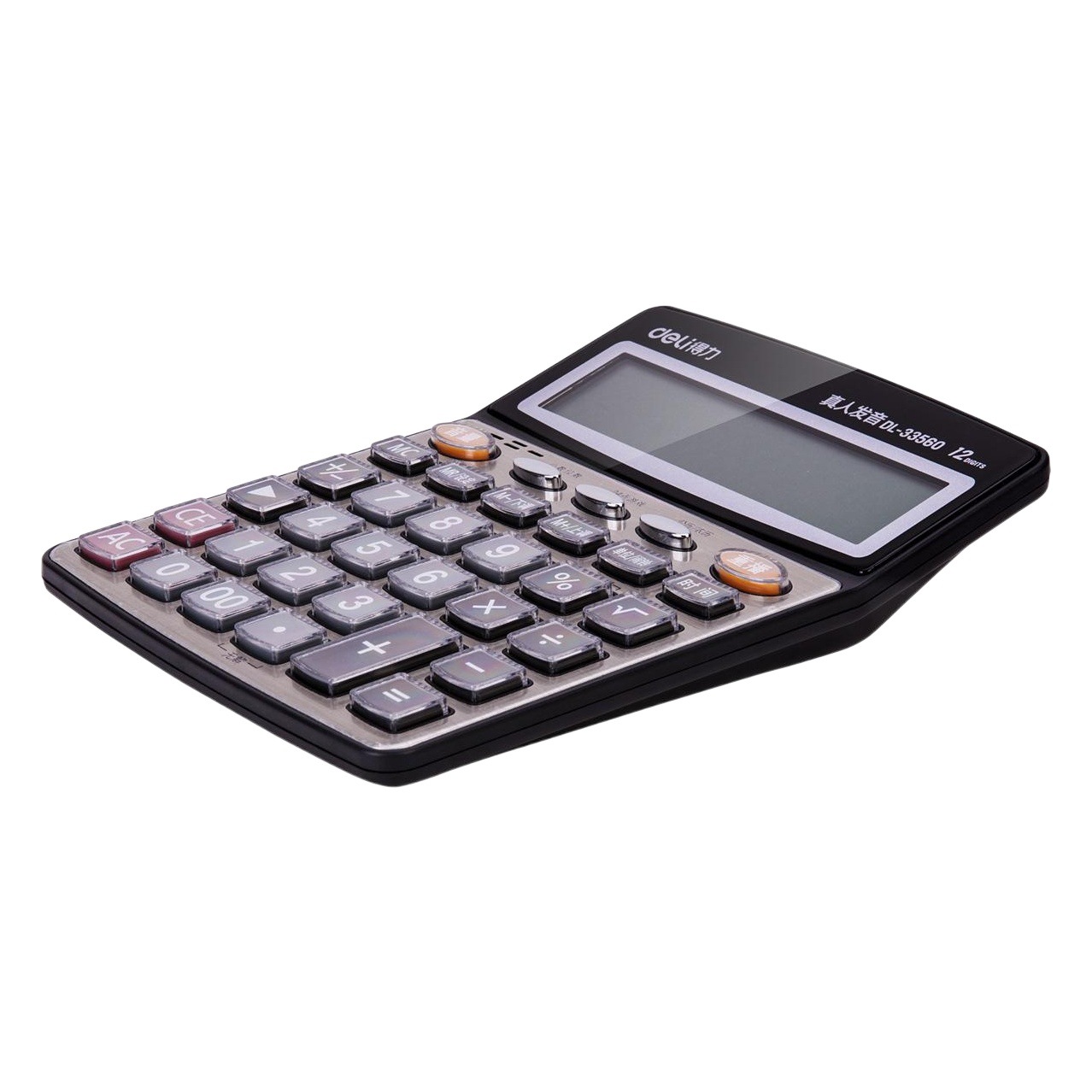 Deli papelería 33560 Calculadora de voz financiera gran computadora grande pantalla cristal botón calculadora