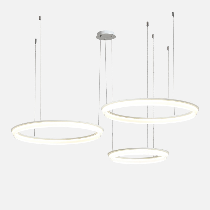 クリームスタイルシャンデリア北欧モダンシンプルモデルルームリビングルームベッドルームダイニングルームランプデザイナーLEDリングランプ|undefined