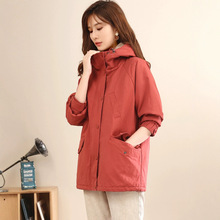 加绒外套2024冬新款中长款棉衣派克服小个子妈妈显瘦棉袄加厚棉服