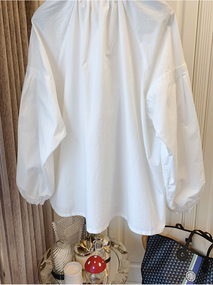 Spring Autumn Nw Womn's Clothing Rtro Frnch Styl Ruchd Puff Slv Loos Shirt Top For Womn Chic And Uniqu_ecoleips.com