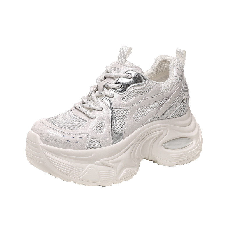 Giày sneaker nữ đế dày lưới thoáng khí HY5166 — màu be