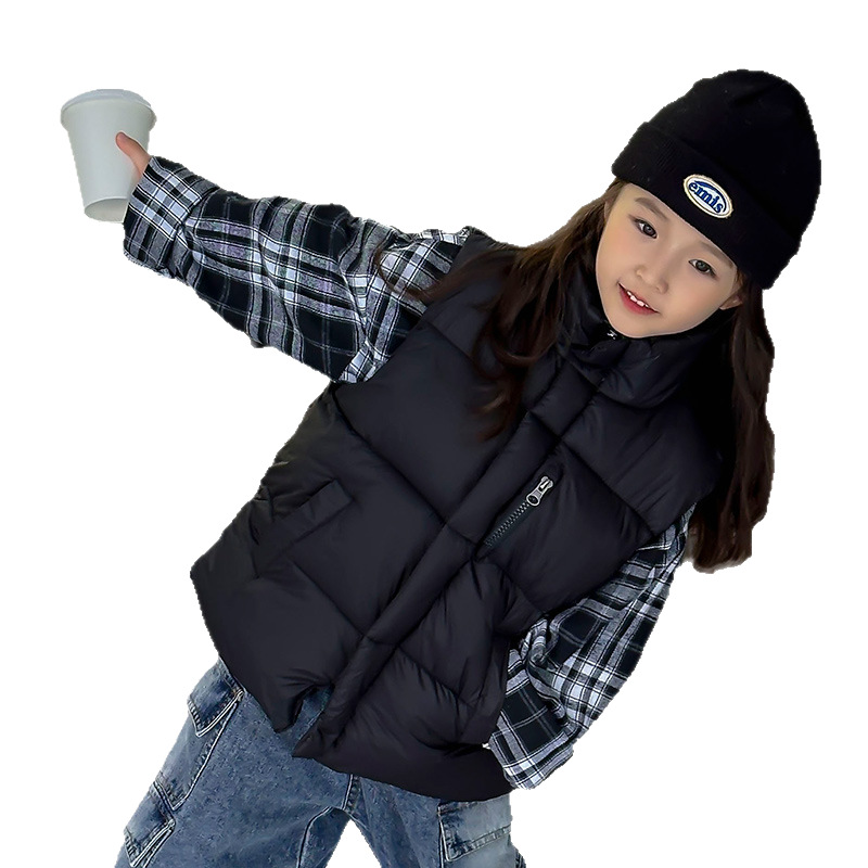 Otoño y invierno, chalecos de invierno para niños, chalecos de invierno para niños, chaqueta de hombro negro, chaqueta de marea, un cabello