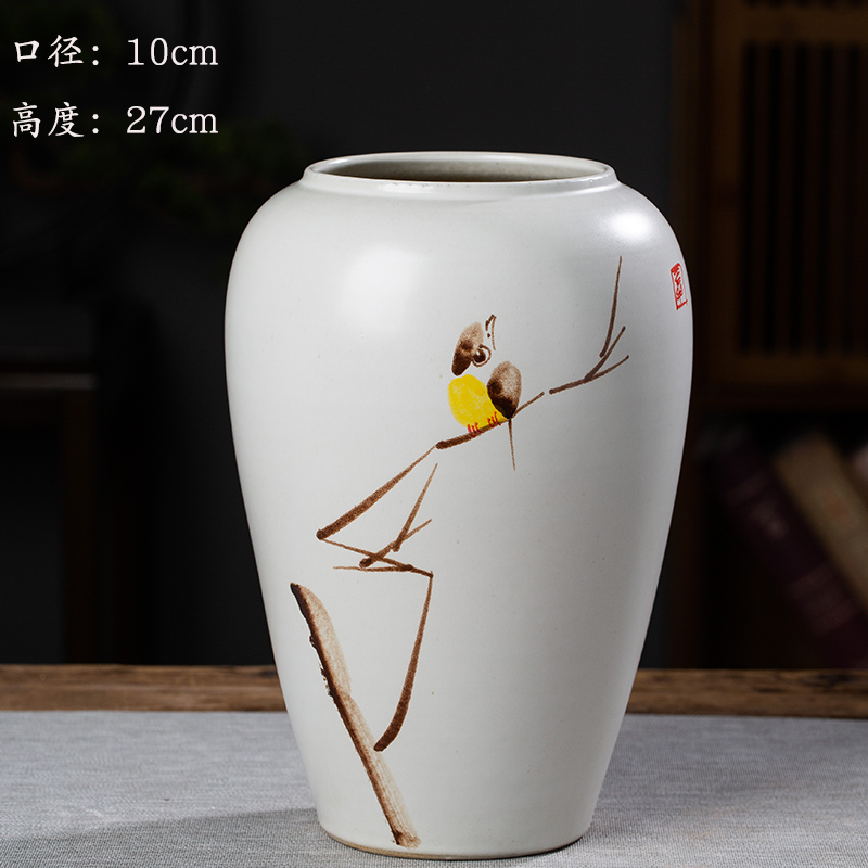 Jingdezhen nuevo jarrón de cerámica china planta maceta de flores de cerámica vintage flor seca sala de estar decoración moderna simple estricta