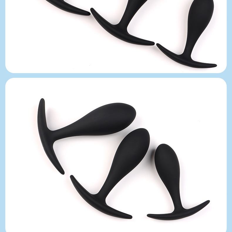 Silicone Anal Plug, Large Black Anchor Teardrop Design, Smooth Body-Safe Silicone — detail image 13