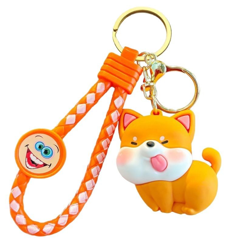 Dibujos animados pequeño Shiba Inu llavero lindo cachorro muñeca pareja estudiante mochila colgante llavero de coche regalo pequeño