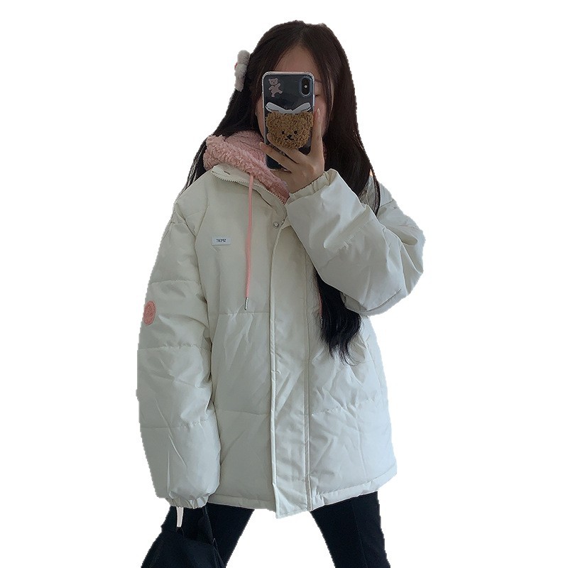 Leche Hu Hu ropa de algodón para mujeres 2025, nuevo invierno grueso ropa de pan coreana suave de viento falso dos piezas de abrigo de algodón