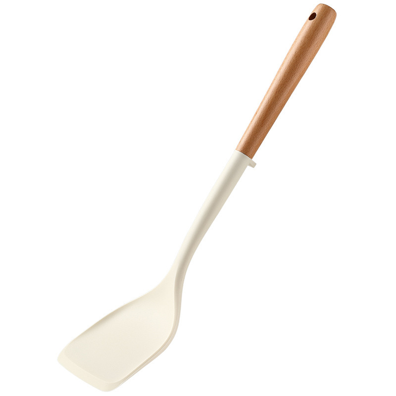 Nuevos productos de cocina de silicona 5 piezas de conjunto de mango blanco alargado diseño de tarjeta de silicona de grado alimenticio resistente a alta temperatura