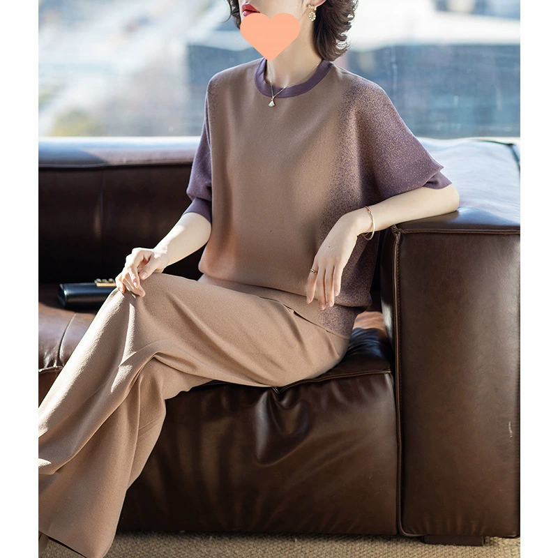 Комплект летней одежды для мамы, брюки, oversize, 40 лет