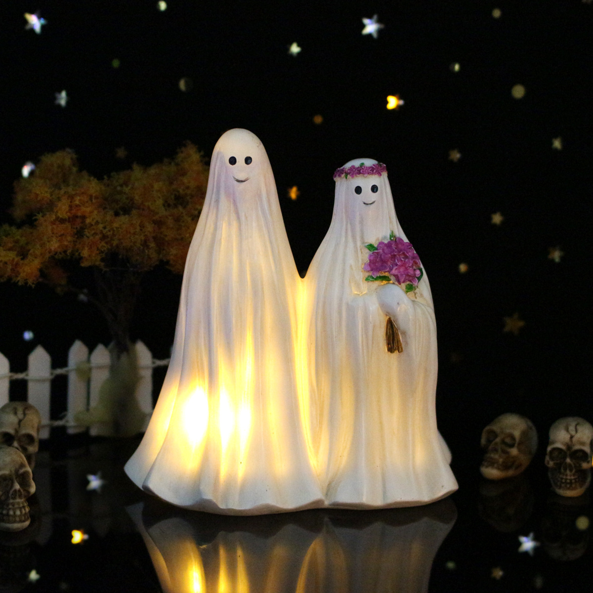 Halloween creative resin with lights ghost bride and groom ornaments ghost ghost skeleton party ghost festival ornaments now