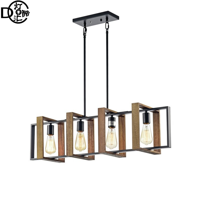 Amazon restaurante araña americana lámpara de mesa creativa estilo industrial retro isla lámpara de mesa lámpara de barra de hierro de madera maciza