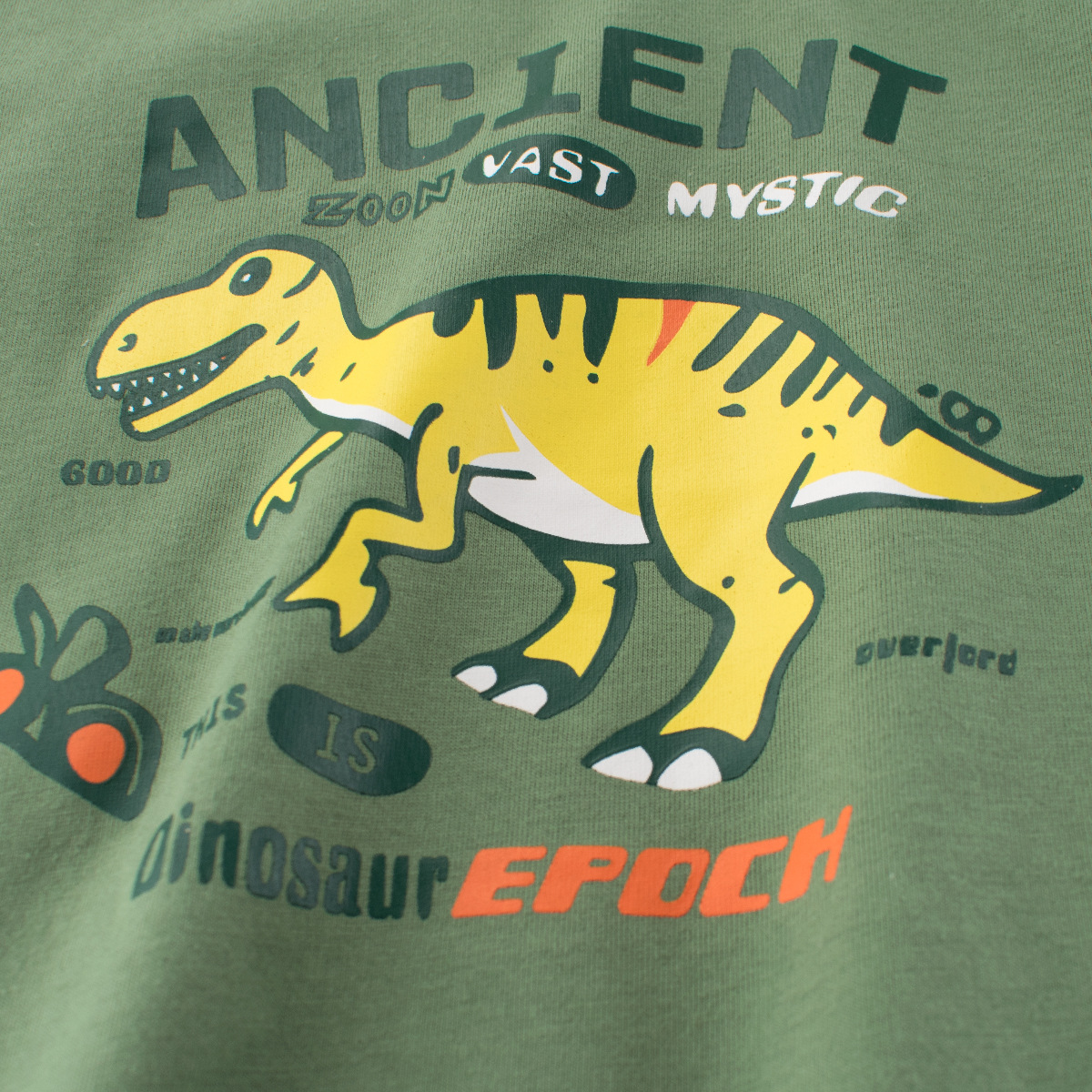 27kids marca de moda ropa para niños 2025 verano nuevos productos niños dinosaurio dibujos animados camiseta de manga corta al por mayor ropa para bebés