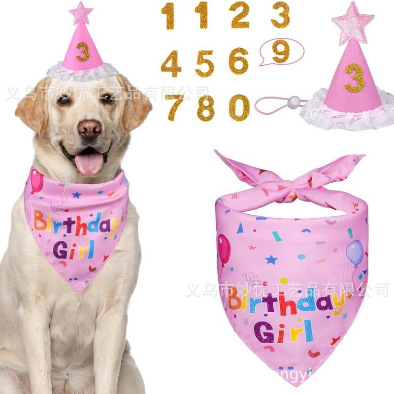 Pet Hat Birthday suit Birthday Banner Triangle Towel Pointy Cap suit Party Dog Birthday Hat suit Layout