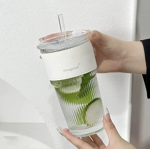 Transparent+white cup set
