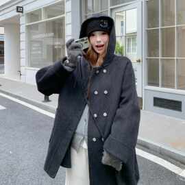 连帽韩系送75双面羊毛2学院风56732539现货大衣外套女8包包2