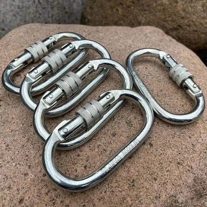 Outdoor O-Shaped Threaded Main Lock Carabiner Safety Buckle Mountaineering Hook Lock Lock Ring Hook O-Shaped
