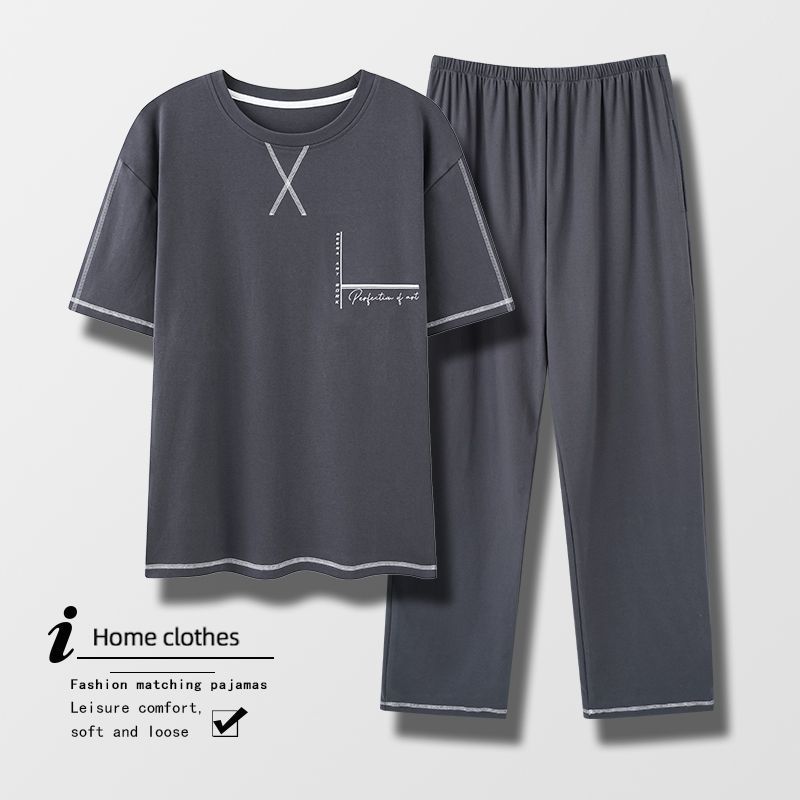 100% pijamas pantalones de algodón de manga corta de verano para hombres ropa para el hogar traje de verano Delgado suelto más tamaño