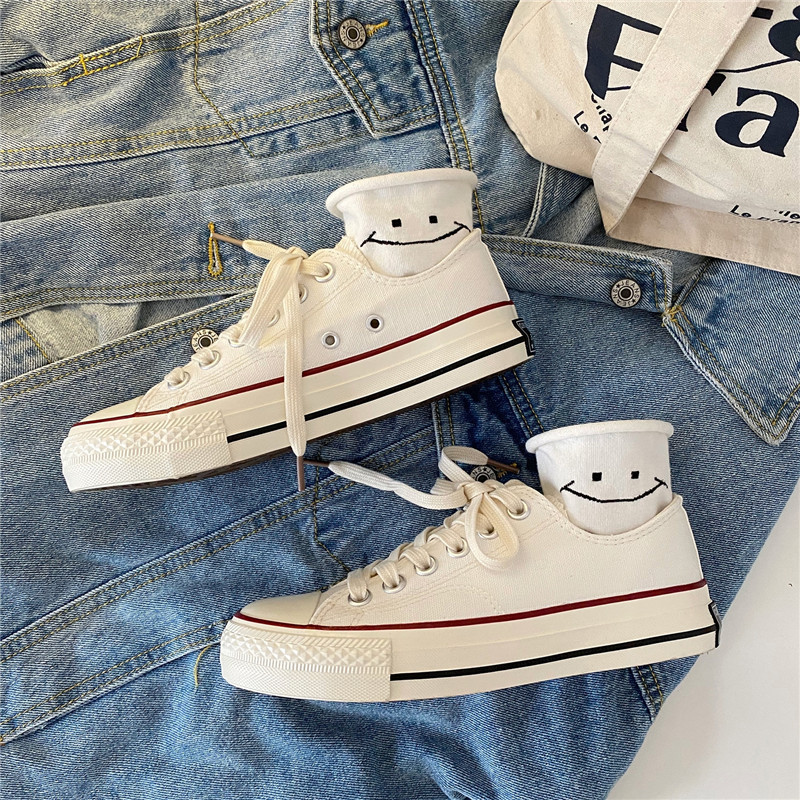 Zapatos de lona regrabados hombres y mujeres parejas estudiantes coreanos zapatos casuales de todo fósforo zapatos individuales zapatos blancos 1970s zapatos de moda A09