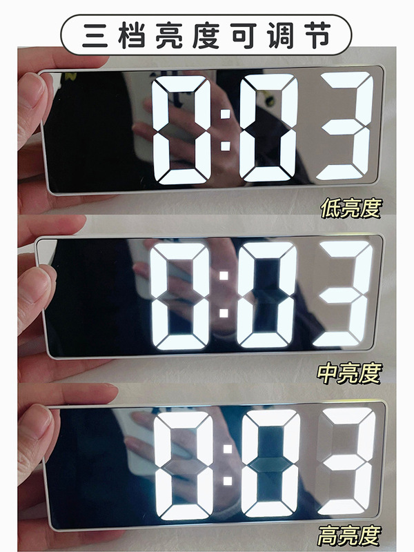 目覚まし時計ミラーデジタル時計 LED 発光サイレントデスクトップベッドサイド装飾品学生スマート電子時計卸売|undefined